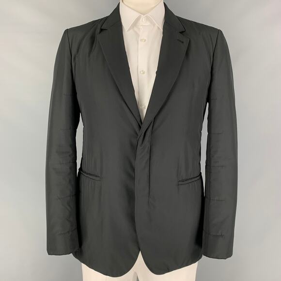 CALVIN KLEIN COLLECTION Size 44 Black Quilted Polyester Sport Coat - Picture 1 of 7